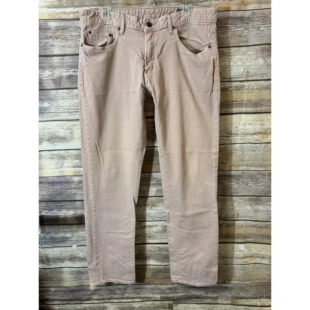 Bonobos Jeans Mens Straight Leg Tan Khaki 5-Pocket Stretch Size 35 x 33